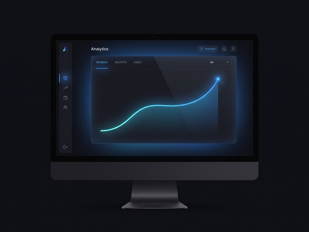 Analytics-Dashboard mit steigender Sichtbarkeits-Kurve